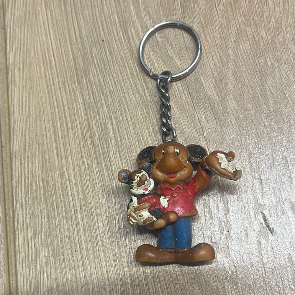 Disney Brown and Red Vintage Mickey Mouse Keychain